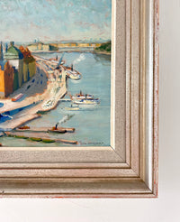 Tangerine building in the harbor 19” x 15”