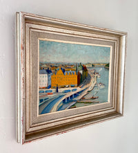 Tangerine building in the harbor 19” x 15”