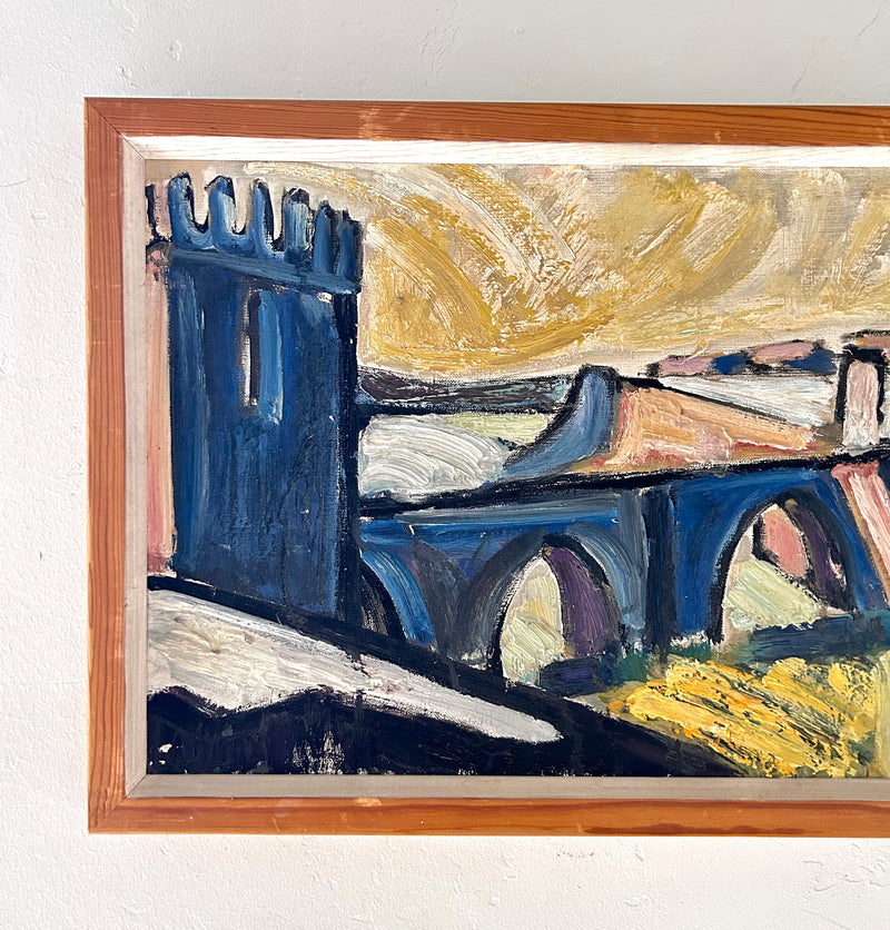 Impressionist castle bridge 23.5” x 15"