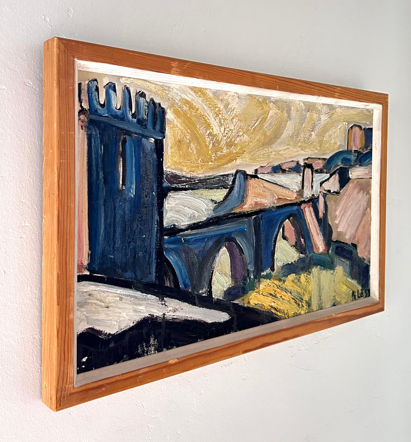 Impressionist castle bridge 23.5” x 15"