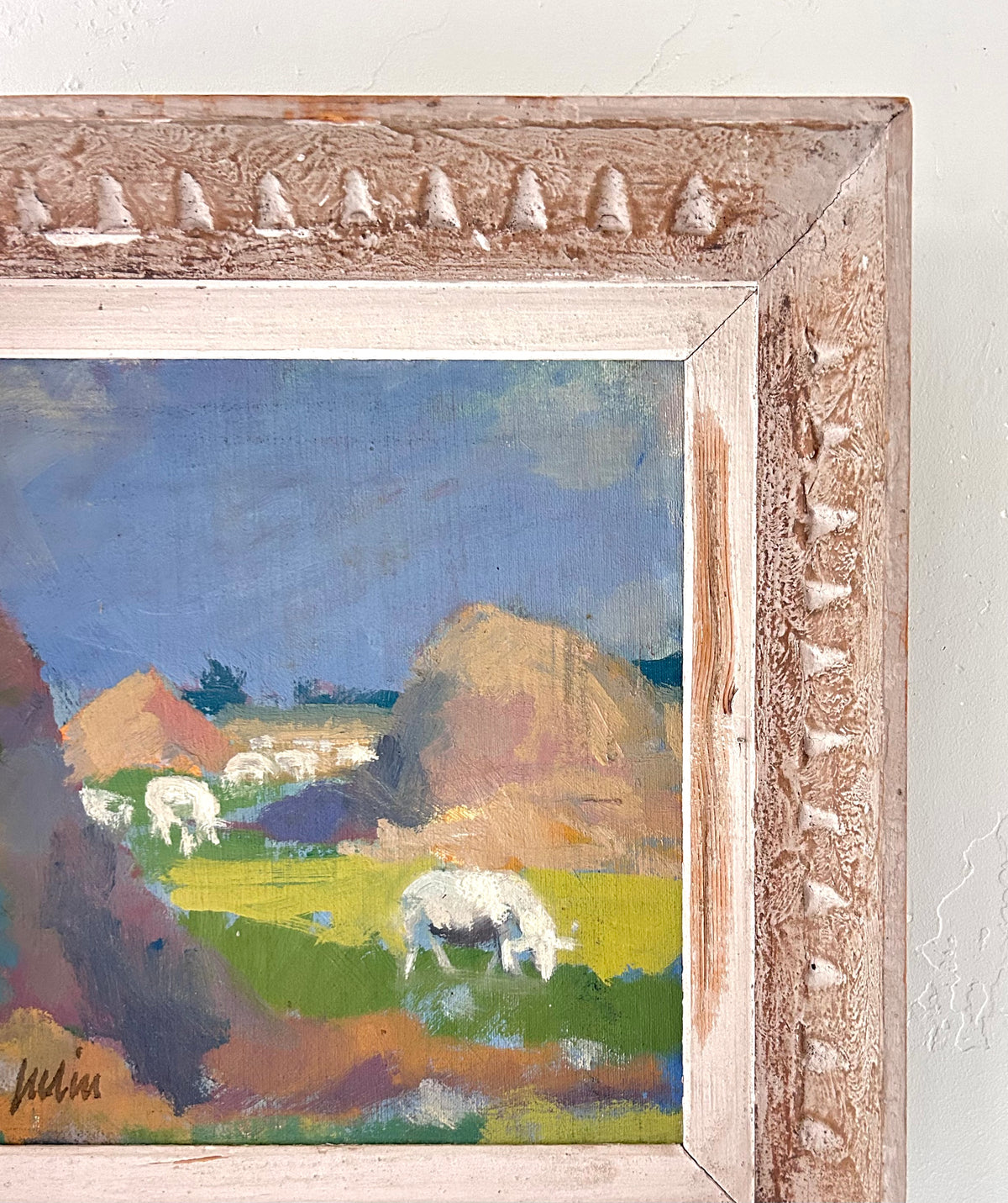 Haystacks and sheep 14.5” x 14.5”