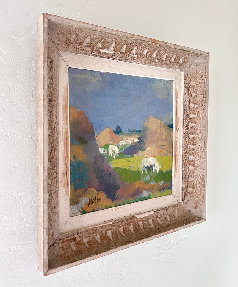 Haystacks and sheep 14.5” x 14.5”