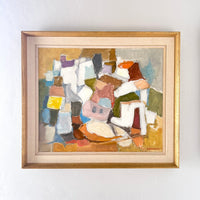 Mid century abstract scene 26.5" x 23"