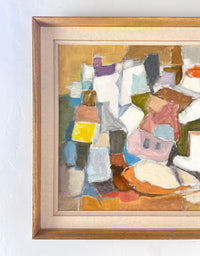 Mid century abstract scene 26.5" x 23"