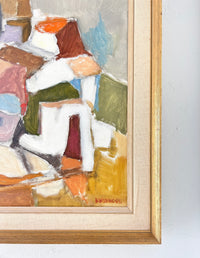 Mid century abstract scene 26.5" x 23"