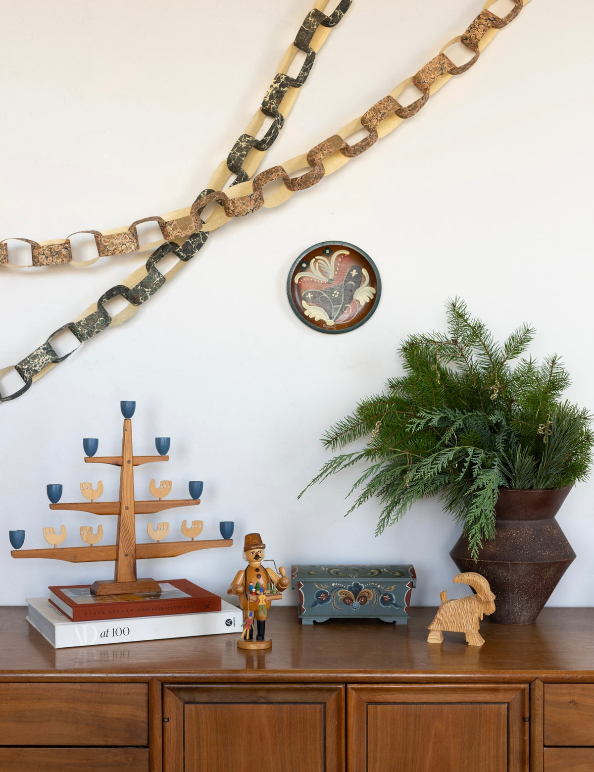 Carved wood yule goat