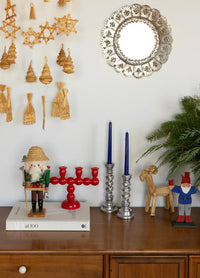 Twisted pewter candlesticks