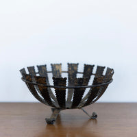 Brutalist footed metal bowl