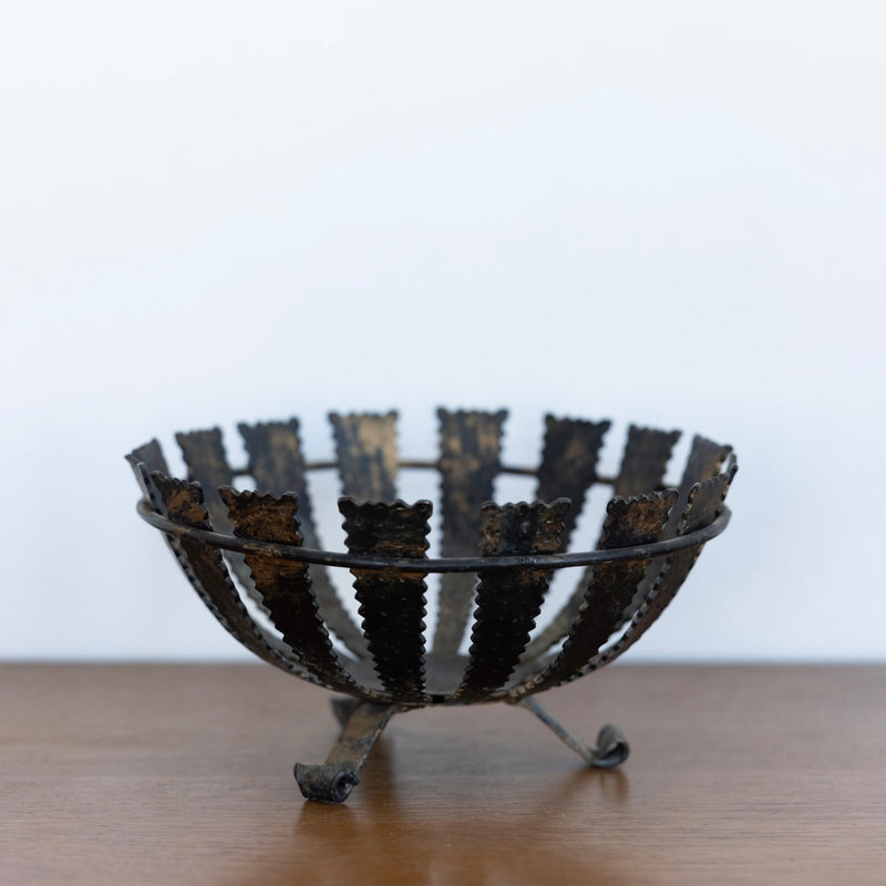 Brutalist footed metal bowl