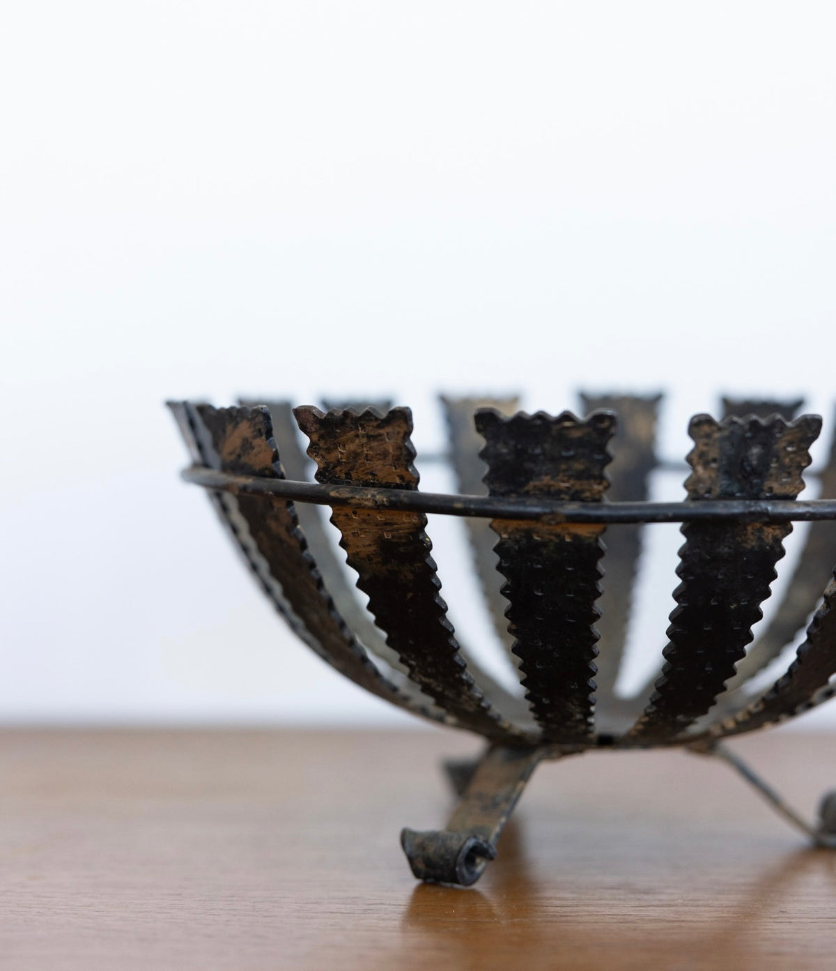 Brutalist footed metal bowl