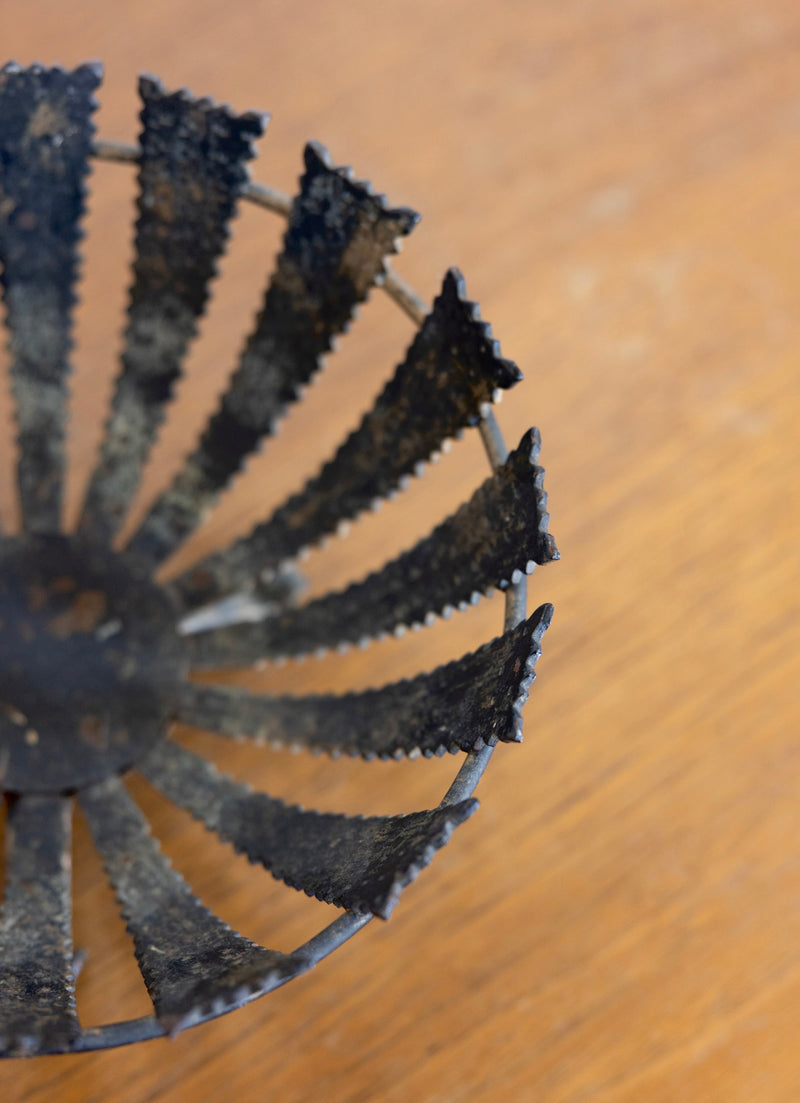 Brutalist footed metal bowl