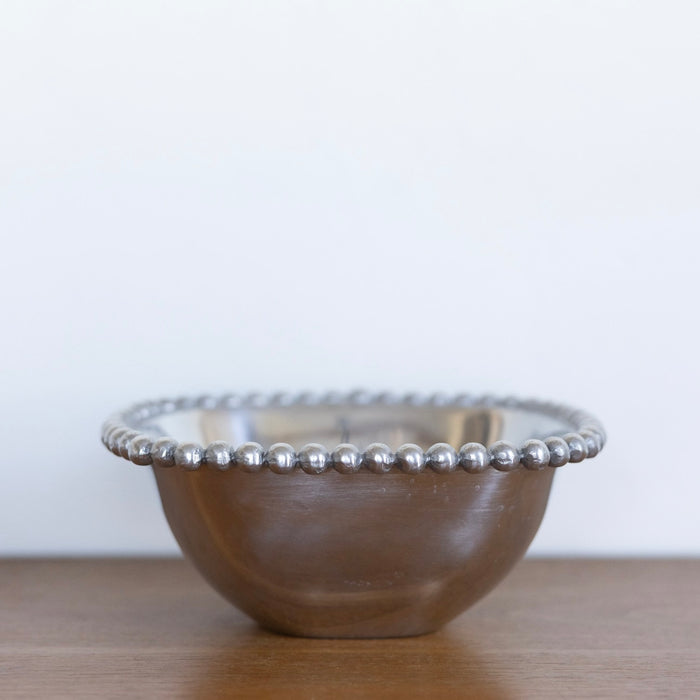 Beaded pewter bowl
