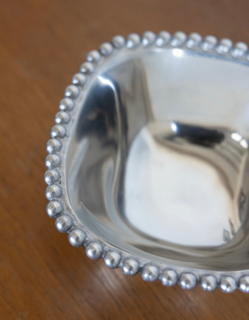 Beaded pewter bowl