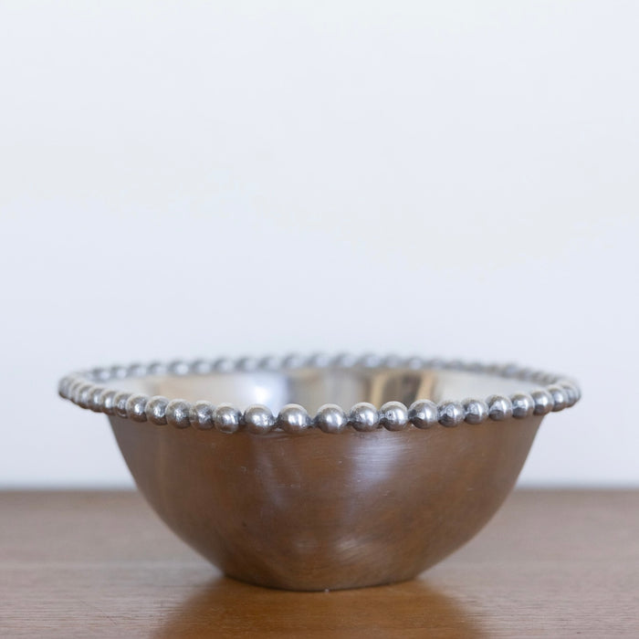 Beaded pewter bowl