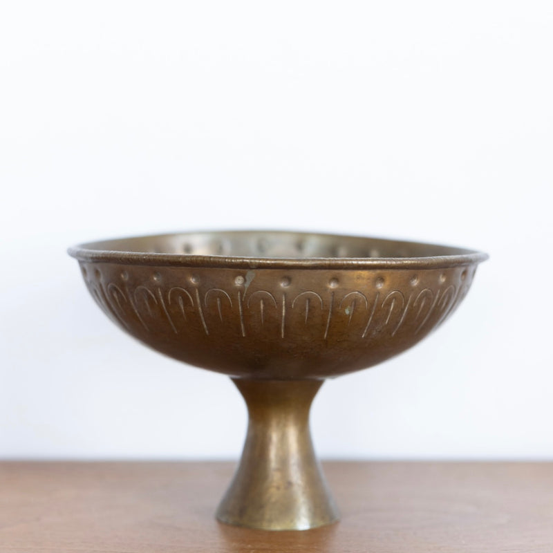 MCM brass pedestal bowl