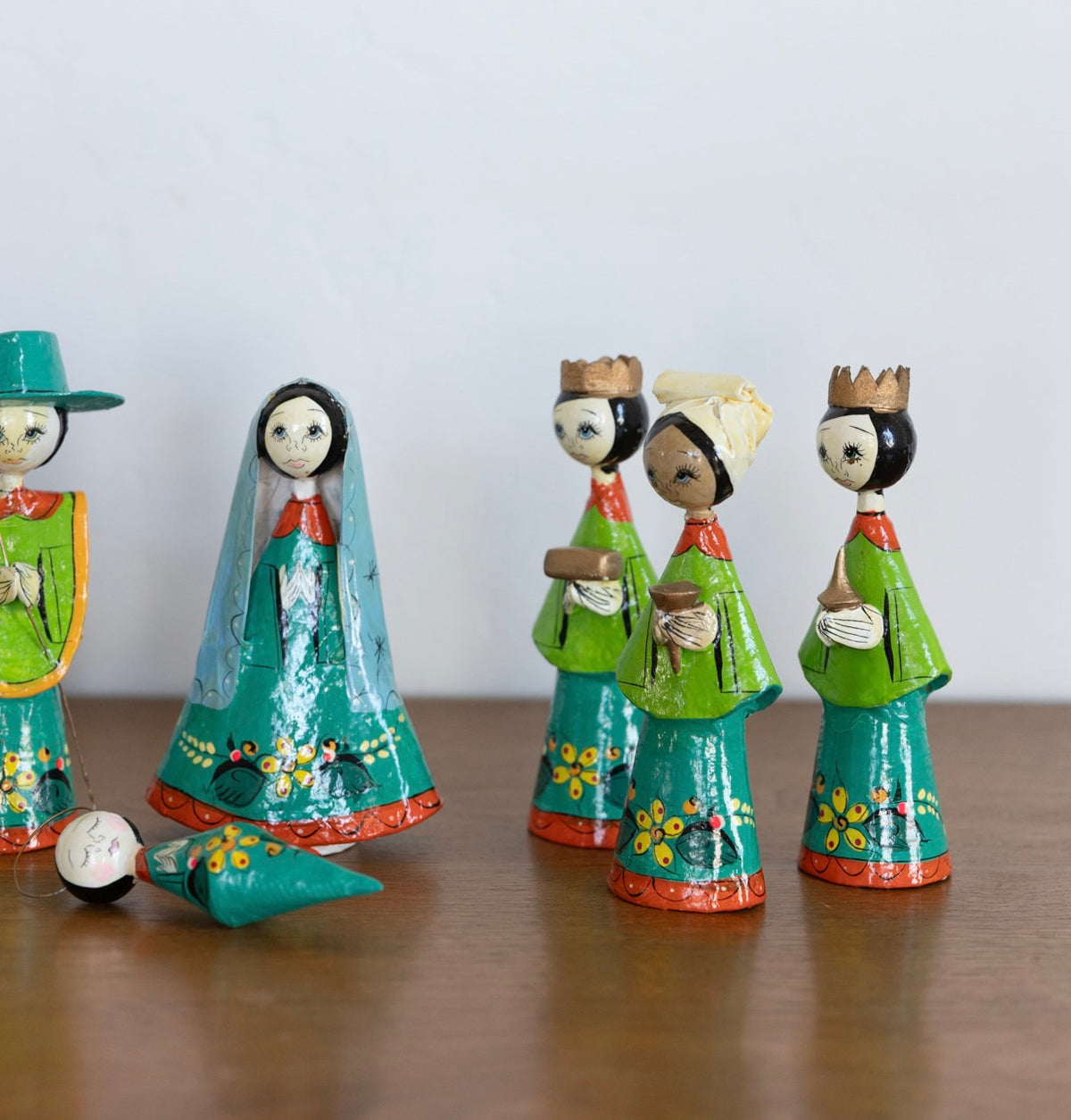 Mexican papier-mâché nativity- vibrant