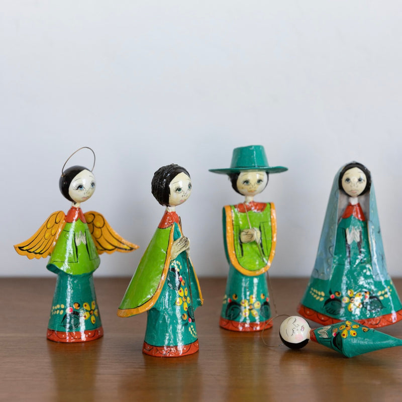 Mexican papier-mâché nativity- vibrant