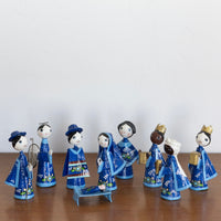 Mexican papier-mâché nativity- cobalt