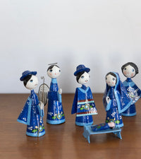 Mexican papier-mâché nativity- cobalt