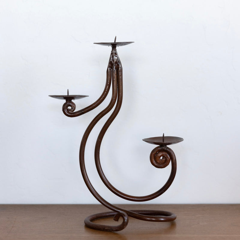 Spiral iron candelabra