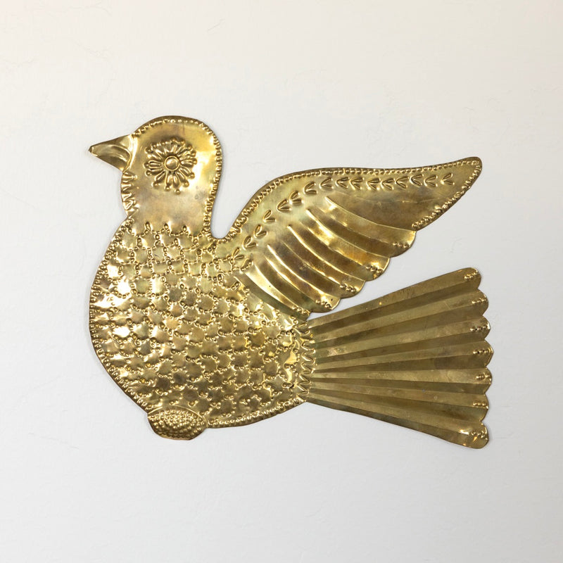 Embossed brass dove