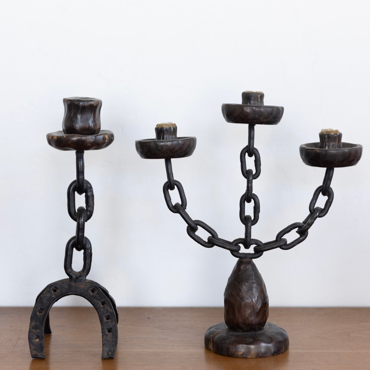 Large Brutalist candle holders