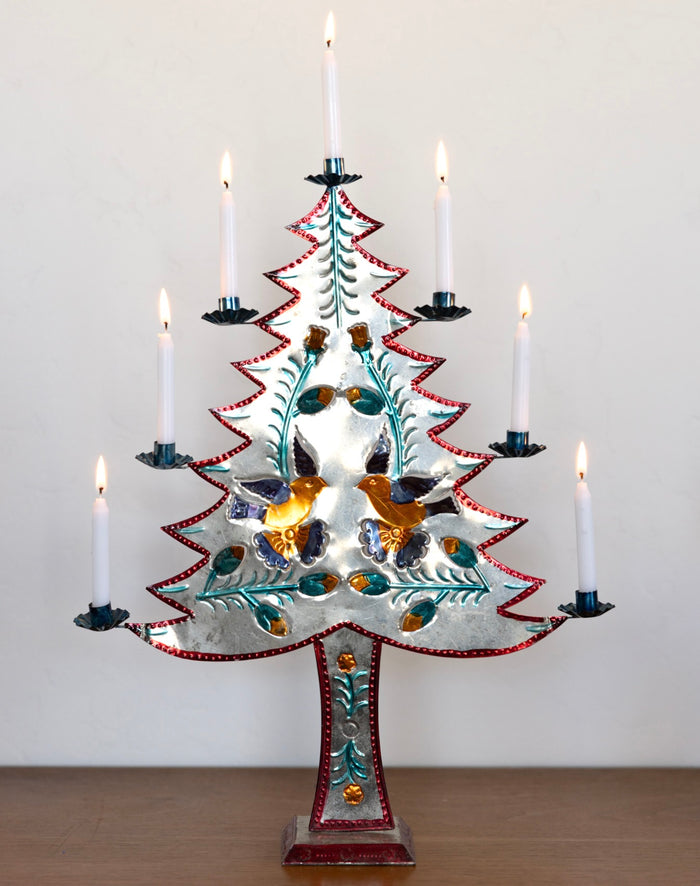 XL tin tree candle holder