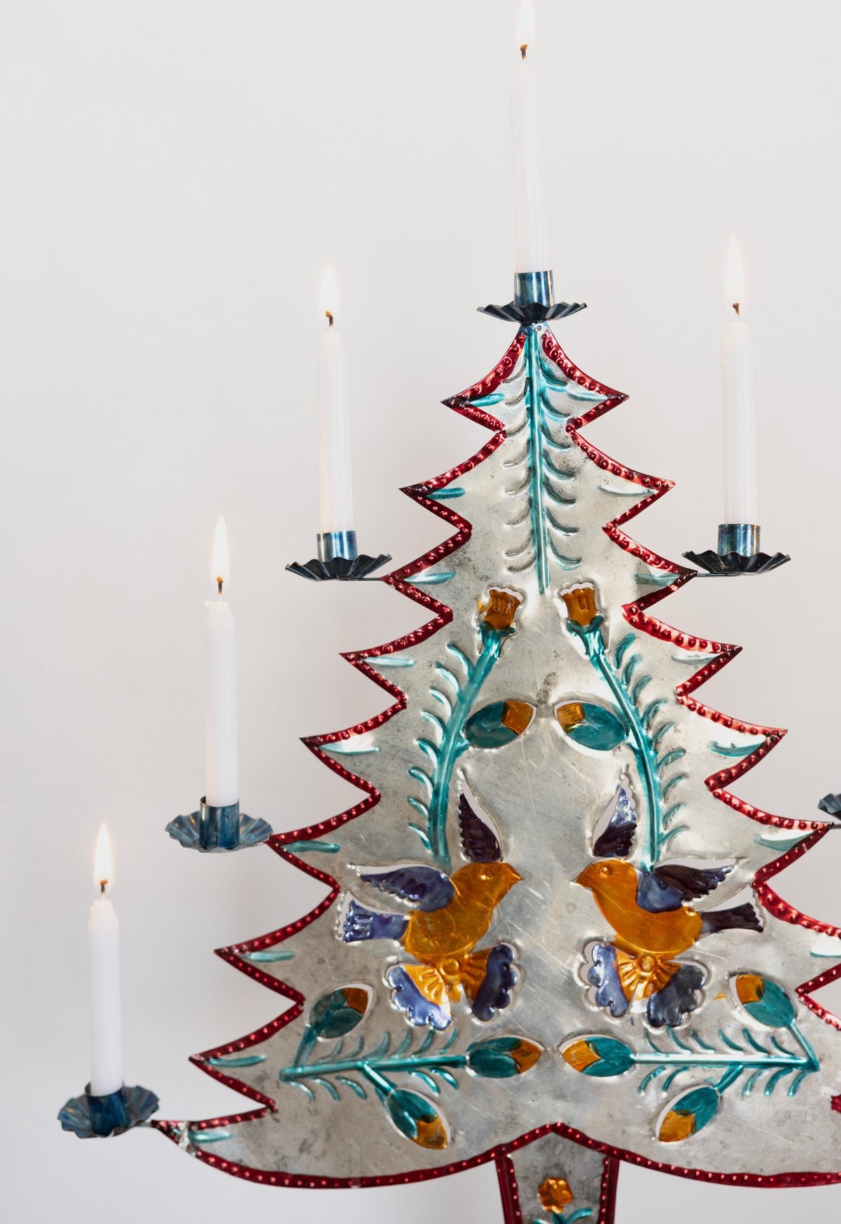 XL tin tree candle holder