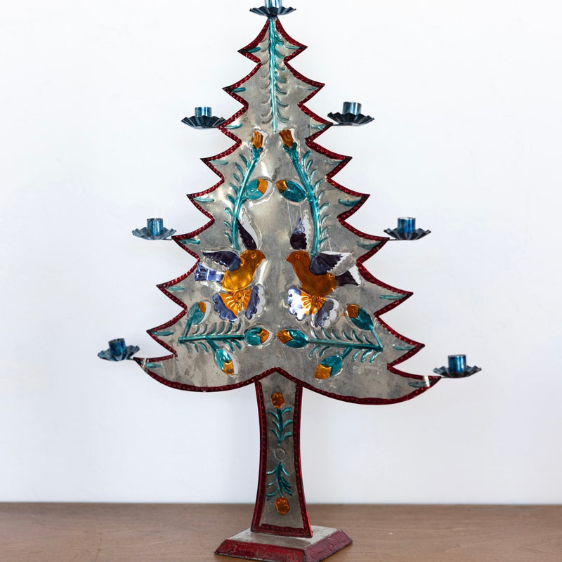 XL tin tree candle holder