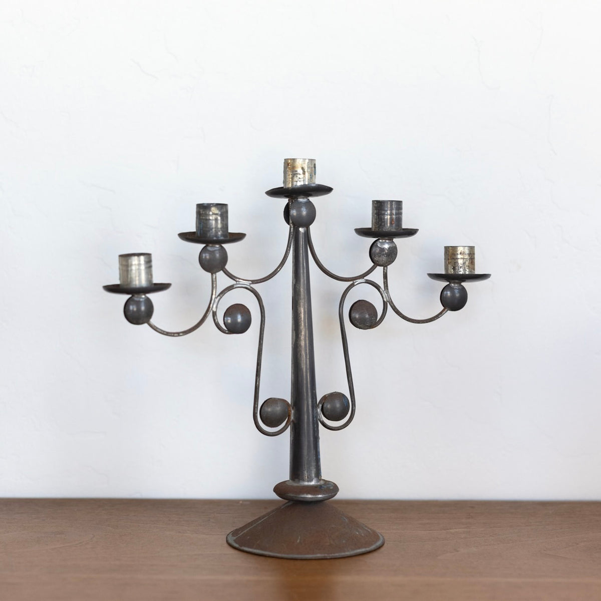 Patina metal candelabra