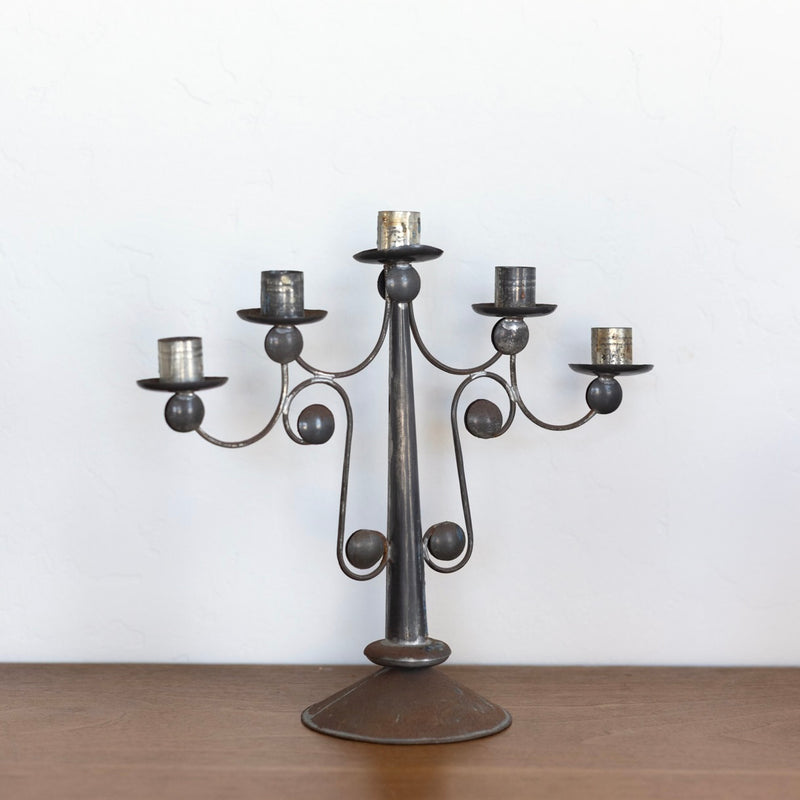 Patina metal candelabra