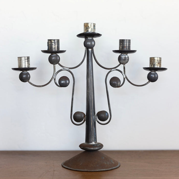 Patina metal candelabra