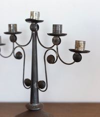 Patina metal candelabra